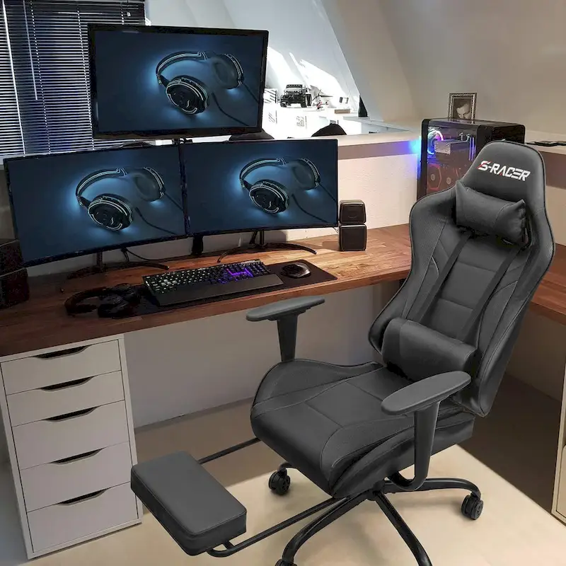 Gaming Chair with Footrest - Ergonomic Desk Chair