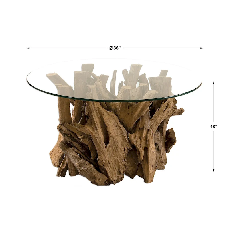 Uttermost Driftwood Natural Glass Top Cocktail Table