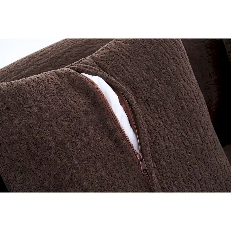 98.4 Chenille L-Shaped 3-Seater Sofa with Chaise Lounge and 4 Pillows