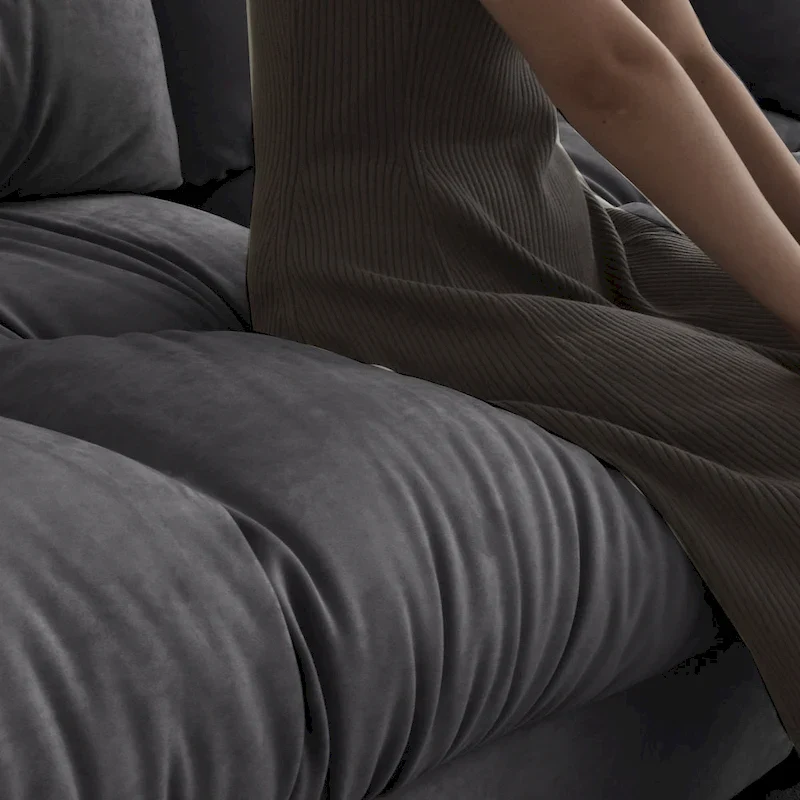 Velvet Loveseat Sofa - 2 Seater - Beige/Grey/Pink