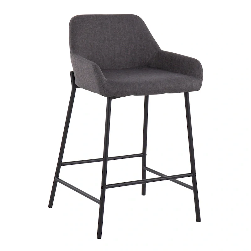 Galotti Black Fixed-Height Upholstered Counter Stool - Set of 2