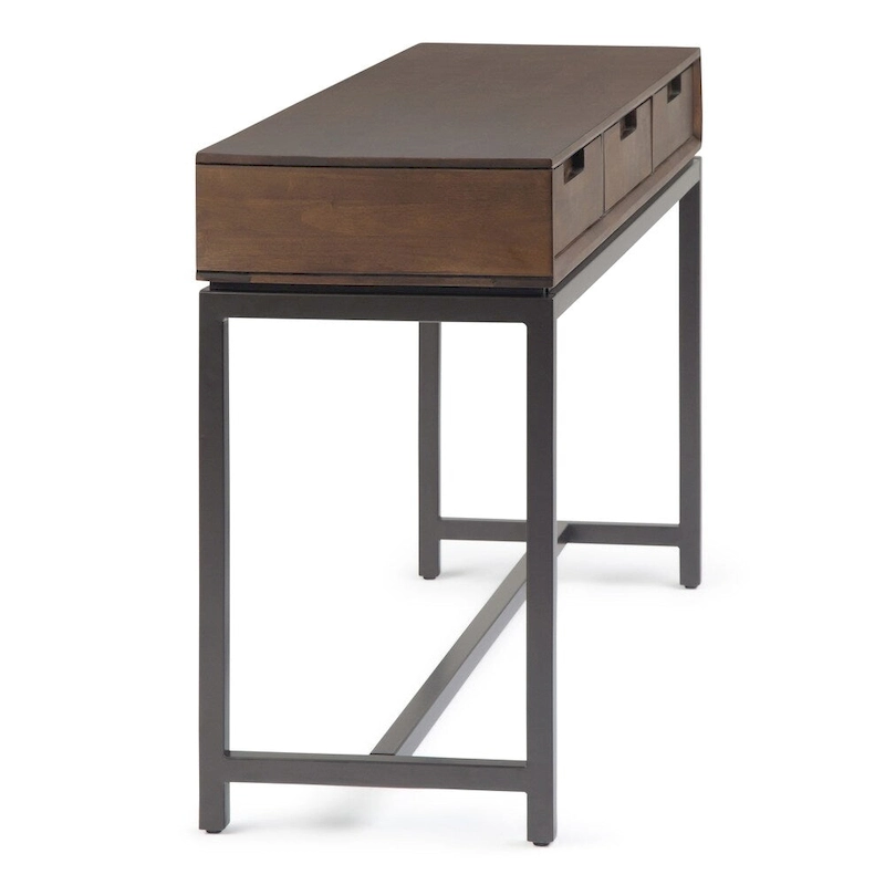 WYNDENHALL Devlin SOLID HARDWOOD and Metal 54 inch Wide Industrial Wide Console Table in Walnut Brown - 54W x 16 D x 30 H