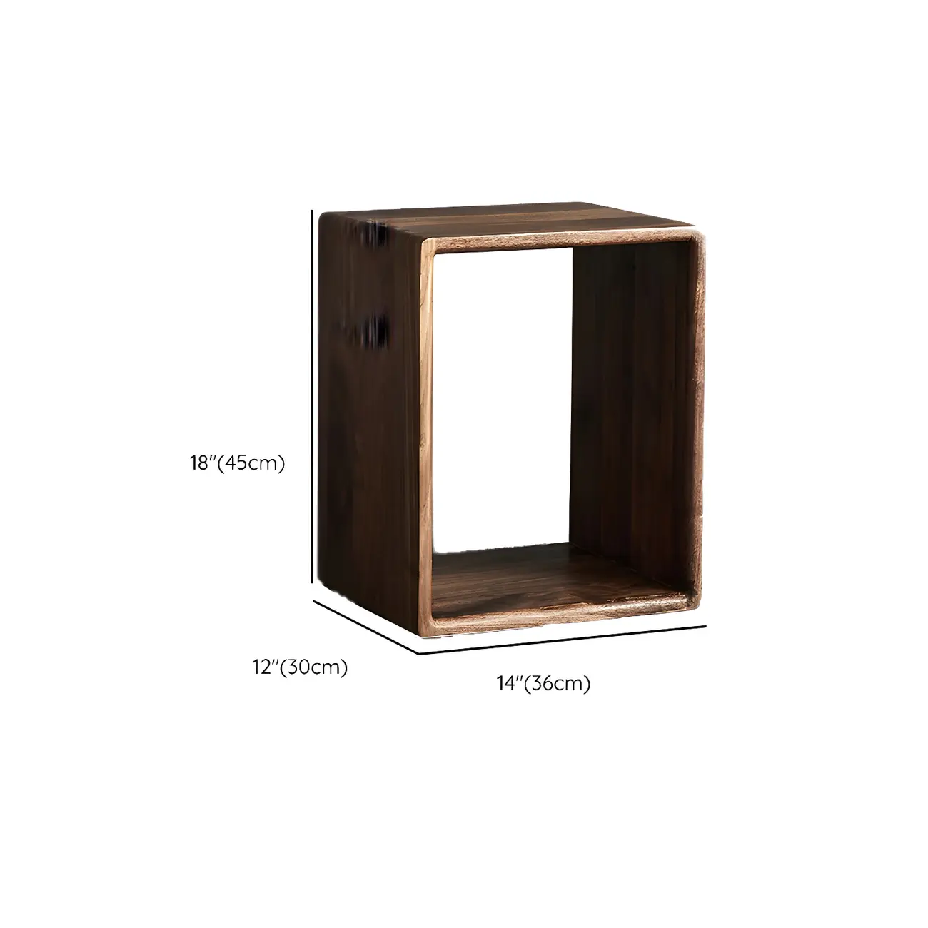 Mid-century Modern Brown Wood Cube Open Back Bookcase