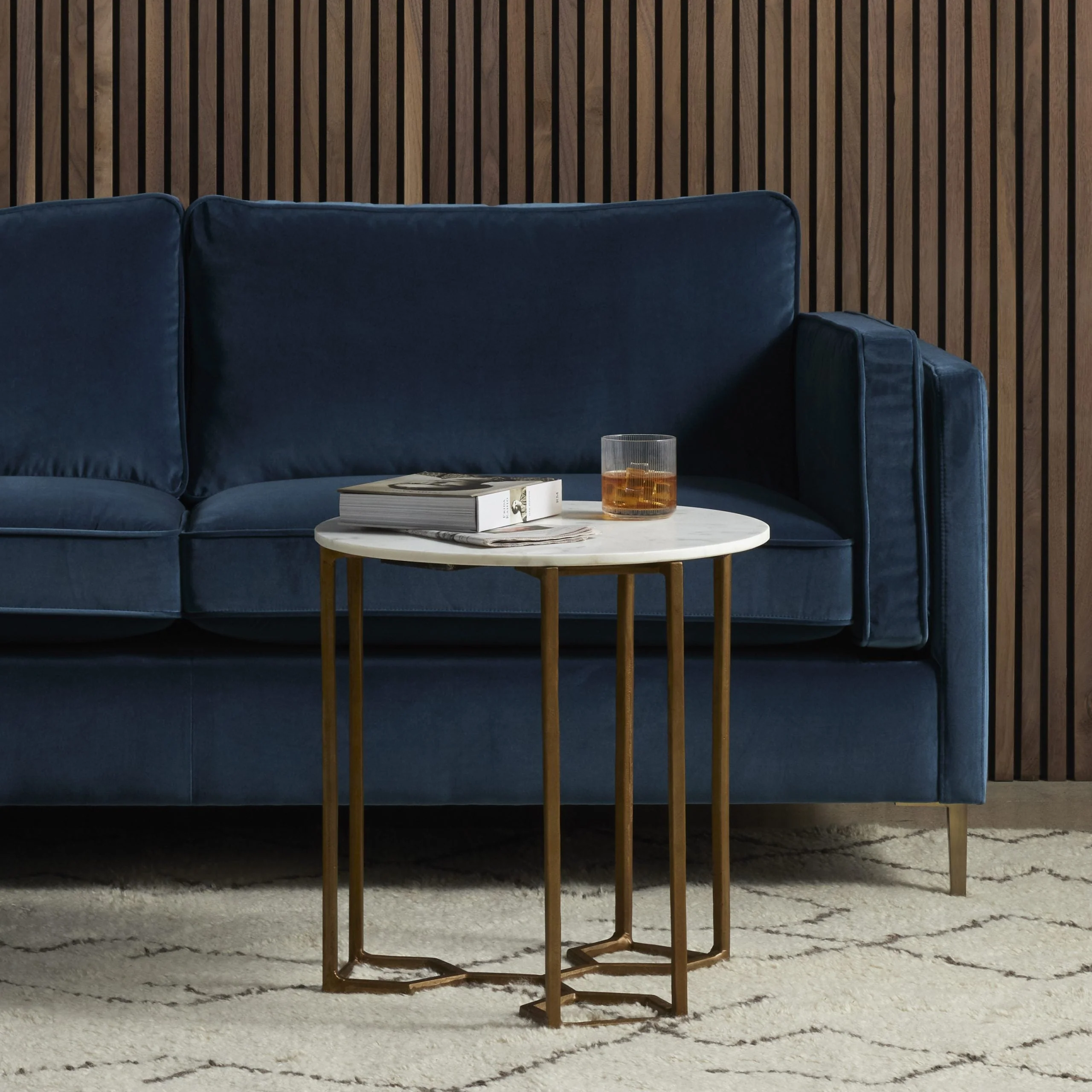 NAOMI MARBLE END TABLE-RAW BRASS