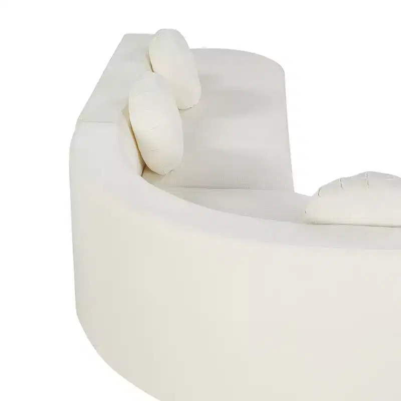 Whisen 122'' Extra Large Sectional Sofa, Elegant Fabric Upholstery Sofa Couch with Three Round Cushions , High-Resilience Foam