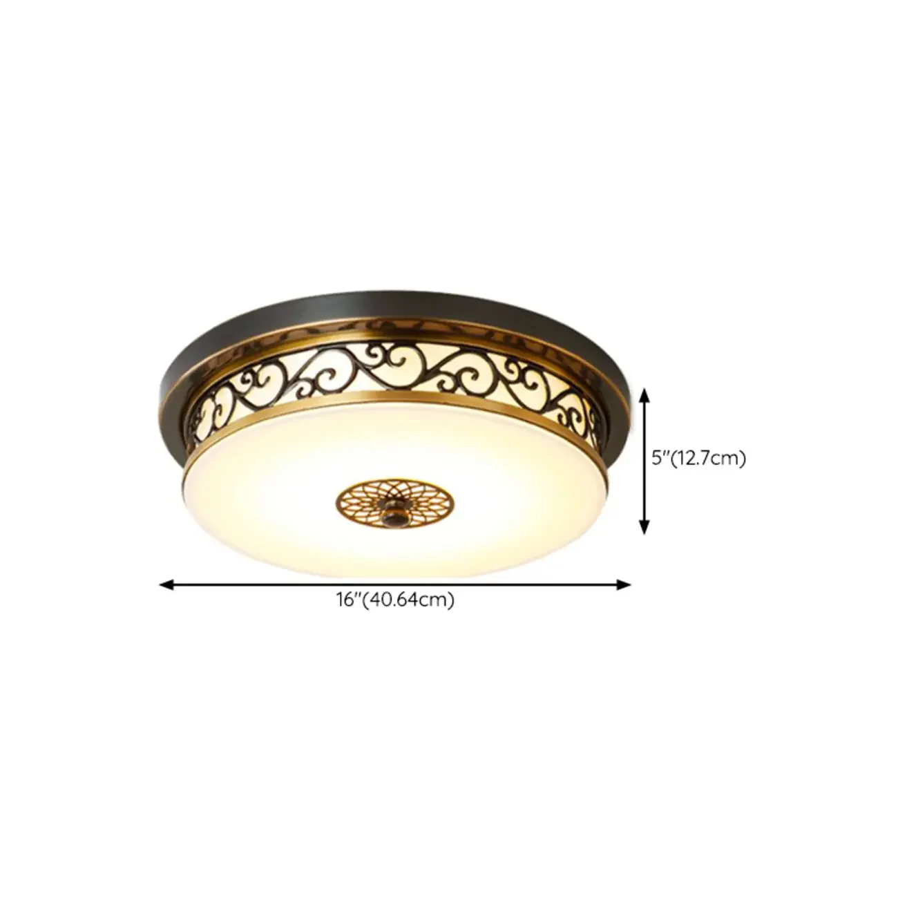 Classic Black Metal Drum Glass Flush Mount Ceiling Light