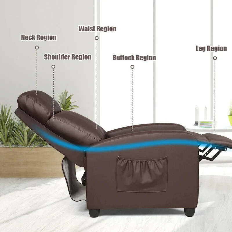 Massage Recliner Chair Single Sofa Padded Seat w/ Footrest
