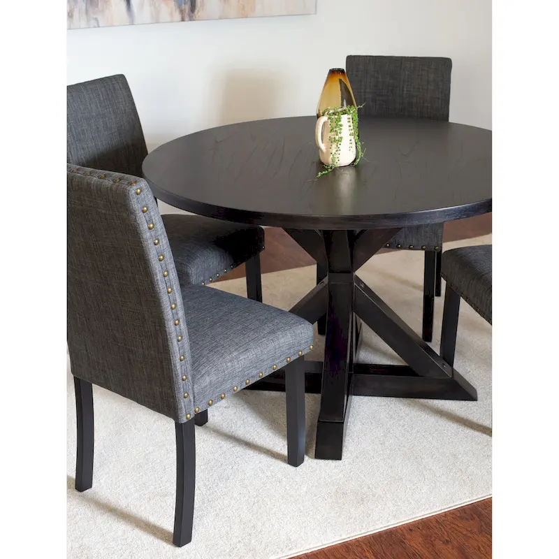 Roundhill Furniture Mytzi 5-piece Dining Set, Cross-Buck Dining Table with 4 Stylish Chairs
