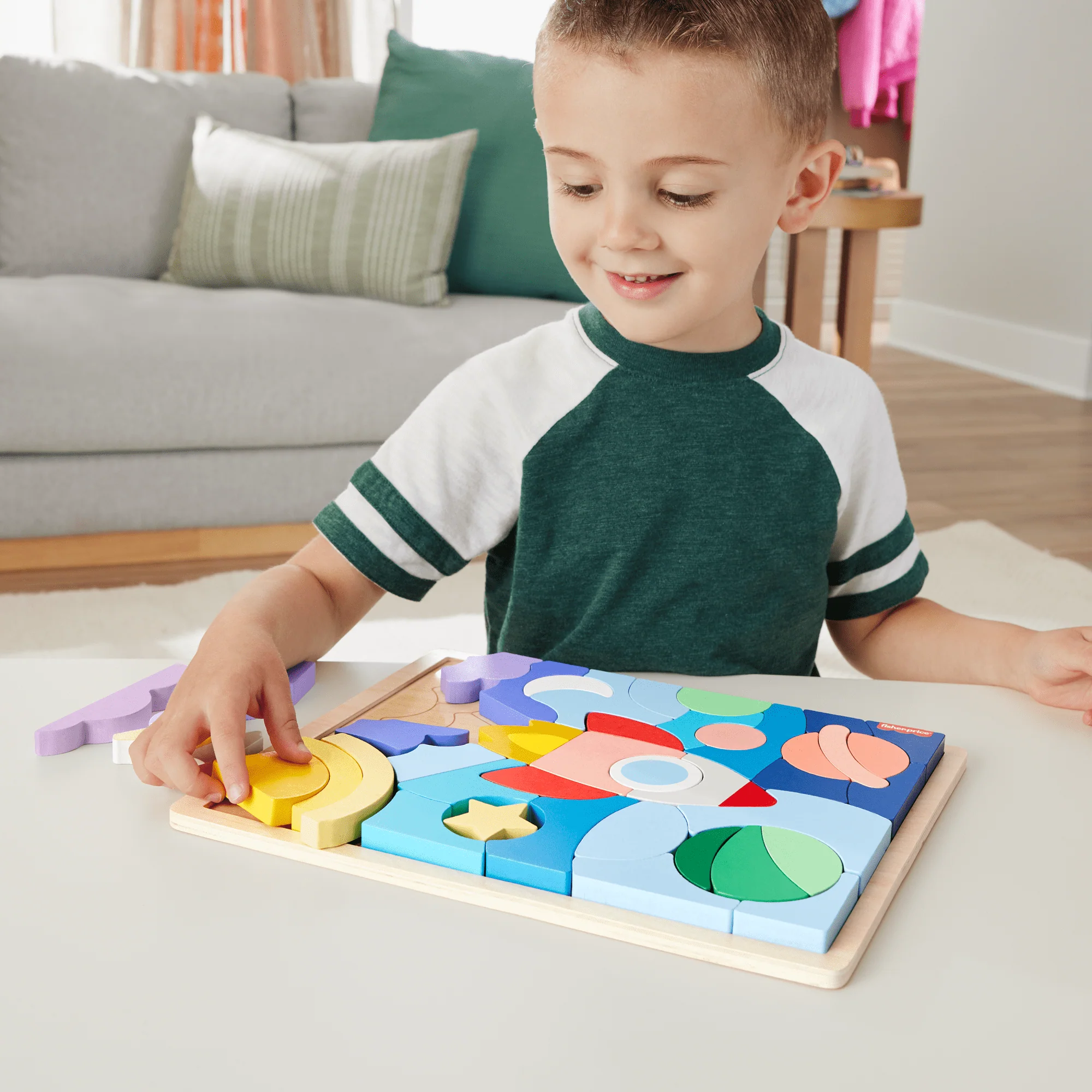 Fisher-Price Brinquedo para Bebês Quebra-cabeça de Madeira do Espaço
