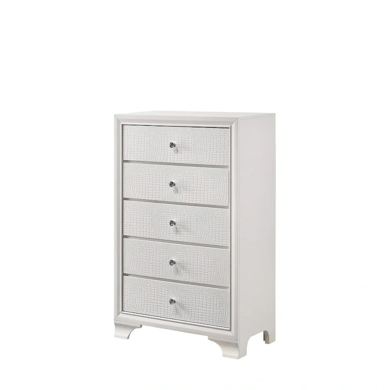 Kym 4 Piece Frost LED Faux Leather Upholstered Tufted Panel Bedroom Set