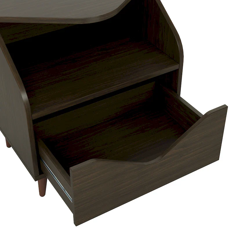 Mid-century Modern 20-inch 1-Shelf and 1-Drawer End Table by