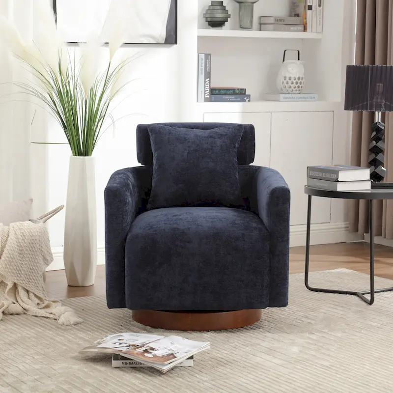 360 Degree Accent Swivel Chair,Chenille Upholstered Arm Chair