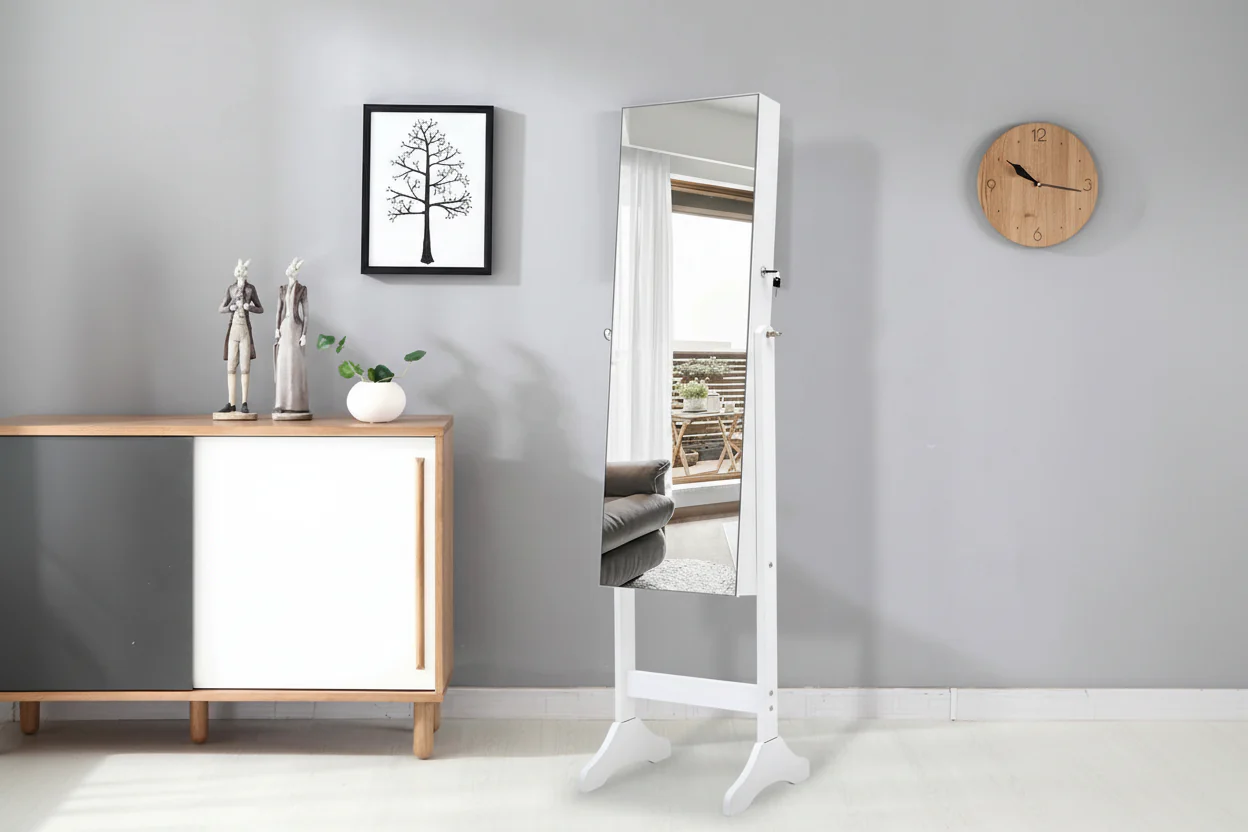 Fashion Simple Jewelry Storage Mirror Cabinet With LED Lights
