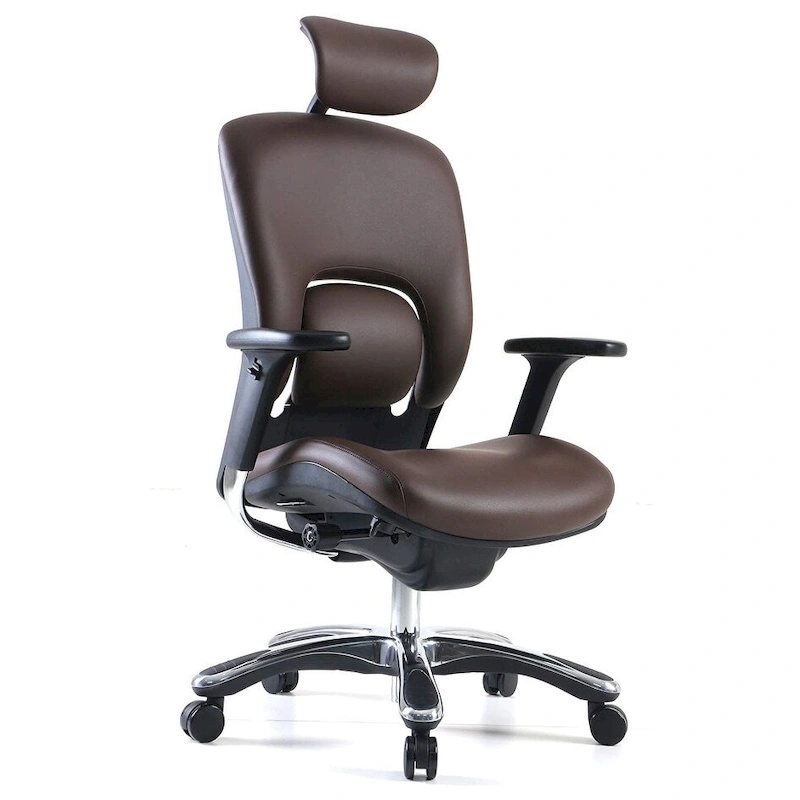 GM Seating Ergolux Genuine Leather Executive Office Chair with Lumbar Support