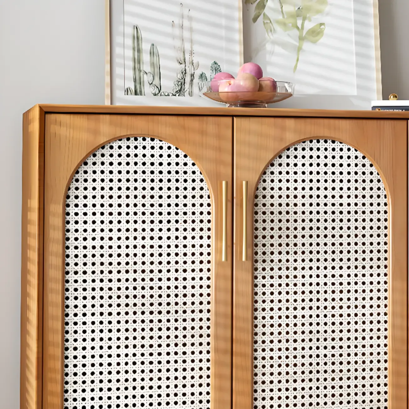 Tropical Pine Wood Accent Cabinet in Rectangular Shape