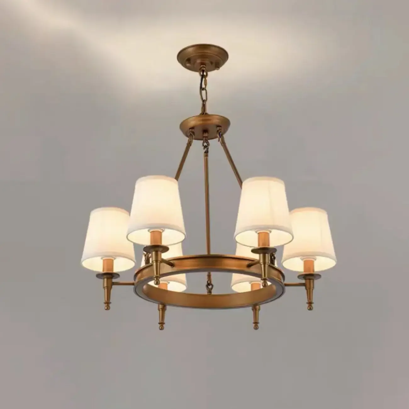 America Country Ring Fabric Lampshade Black Chandelier