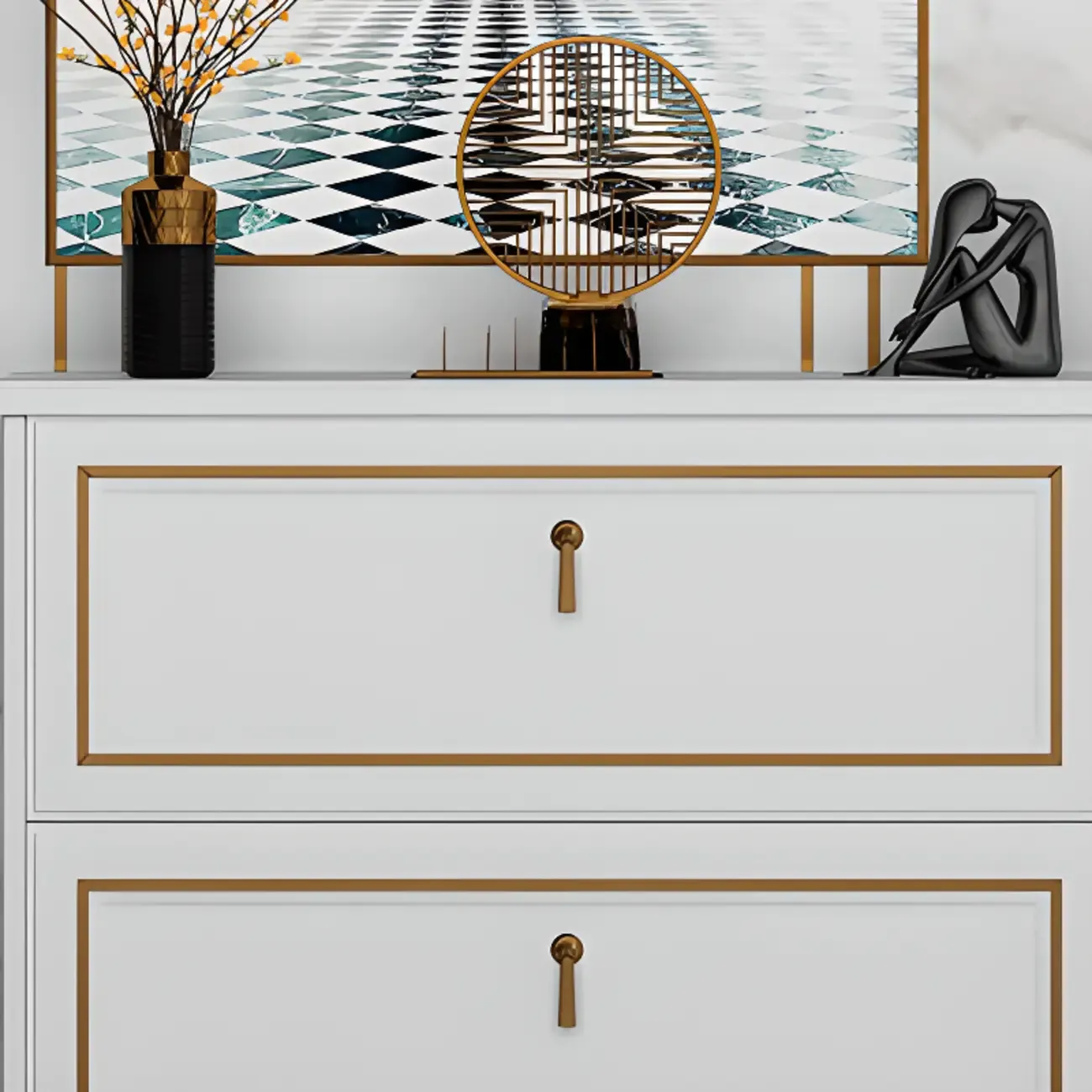 Grey Wooden Drop Front Shoe Cabinet with Adjustable Shelves