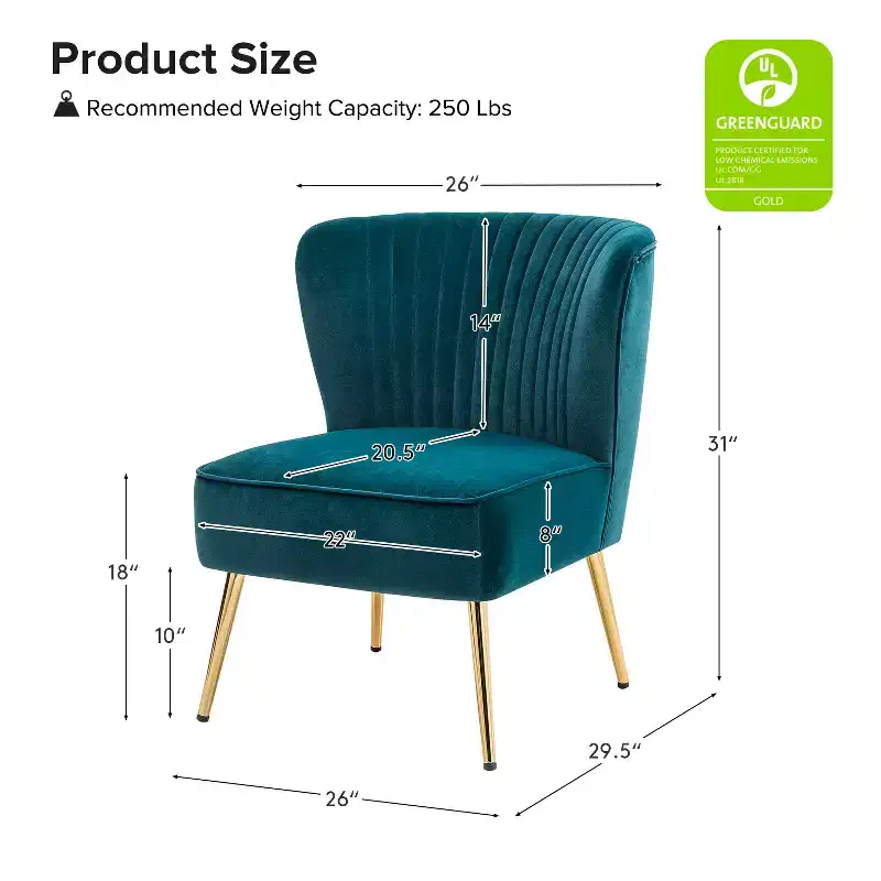 Quentin Velvet Accent Side Chair with Padded Seat Set of 2 | Karat Home