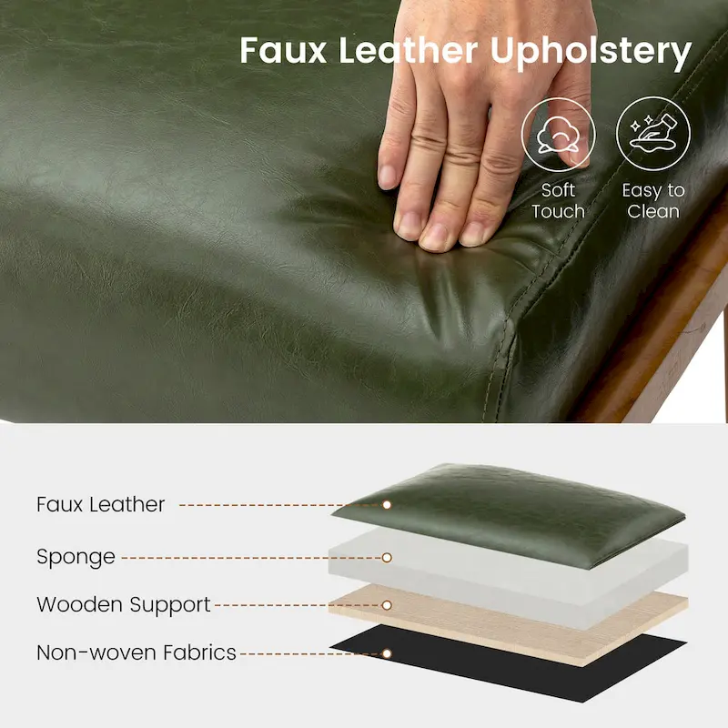 Glitzhome 30.75 H Mid-Century PU Leather Armchair with Ottoman Set