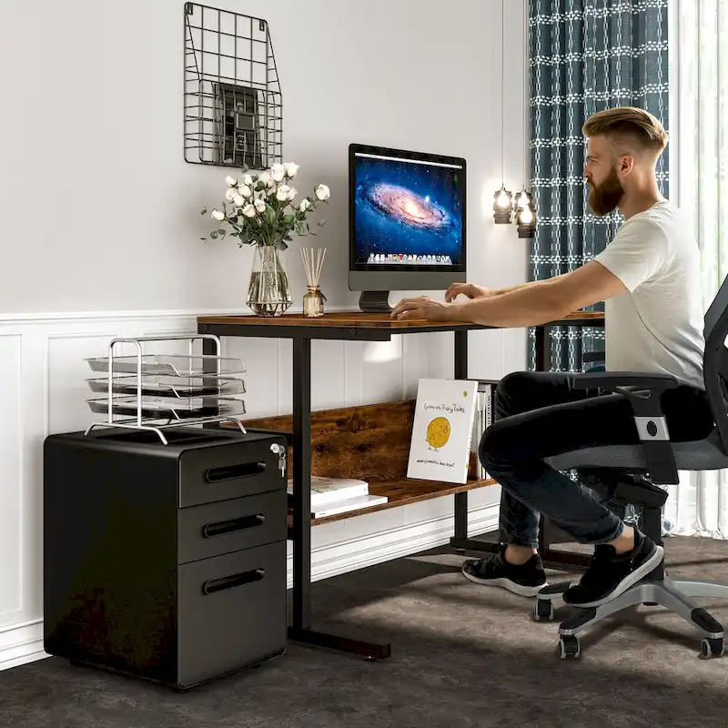 Modern 3-Drawer Mobile Vertical Steel File Cabinet