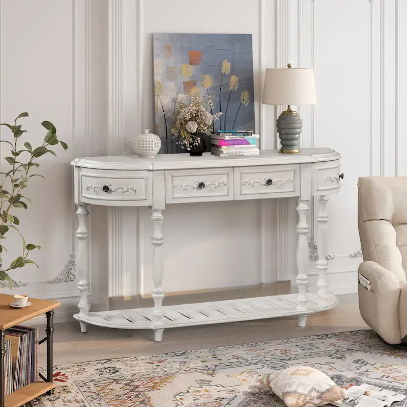 Modern Console Table with 4 Drawers and 1 Shelf