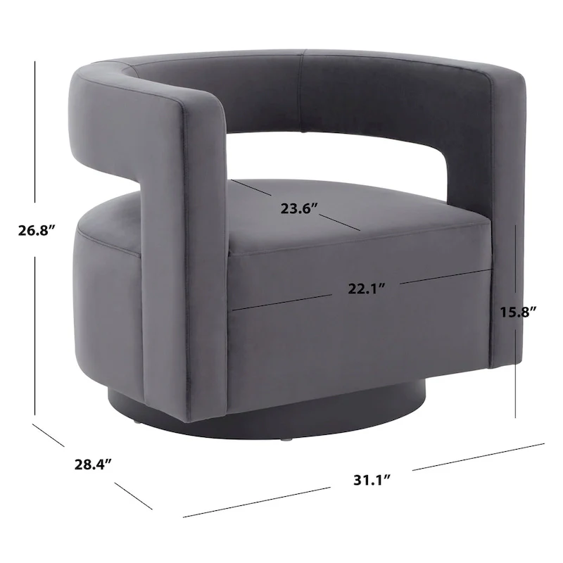 SAFAVIEH Couture Cela Swivel Chair (Fully Assembled) - 31.1 W x 28.4 L x 26.8 H - 31Wx28Dx27H