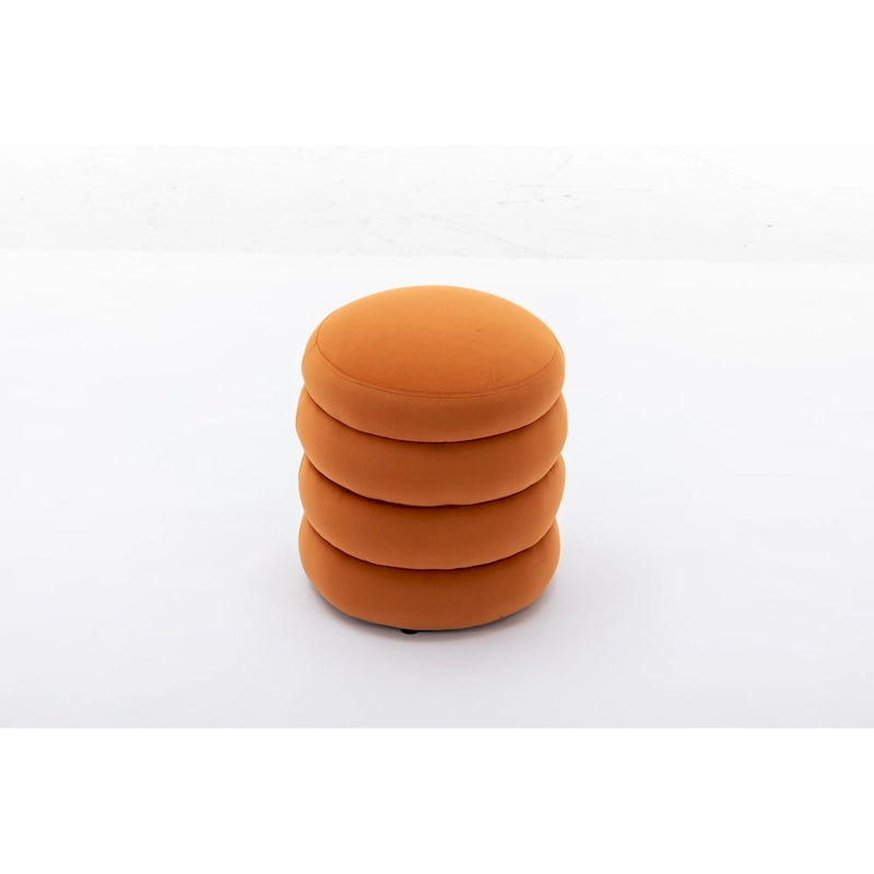 Soft Velvet Round Ottoman Footrest Stool