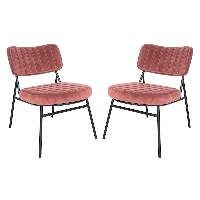 LeisureMod Set of 2 Marilane Velvet Accent Chairs with Velvet Upholstery & Sturdy Metal Frame for Home Office Lounge Living Room