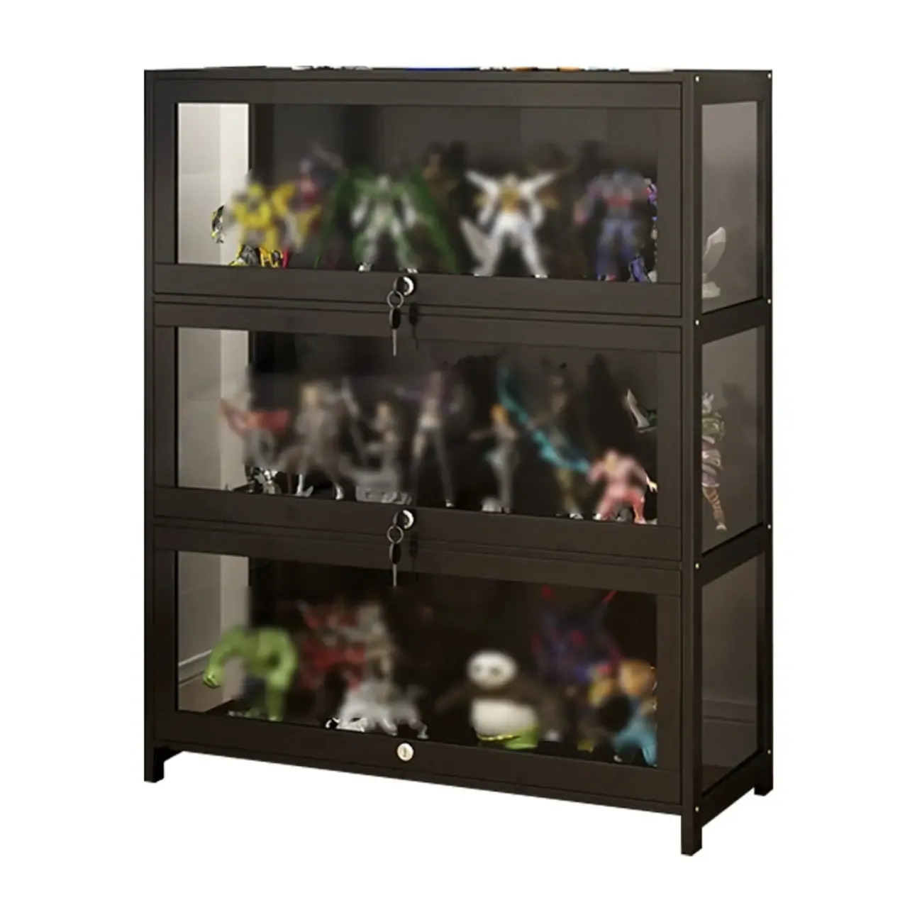 Living Room Modern Black Glass Figurine Display Cabinet