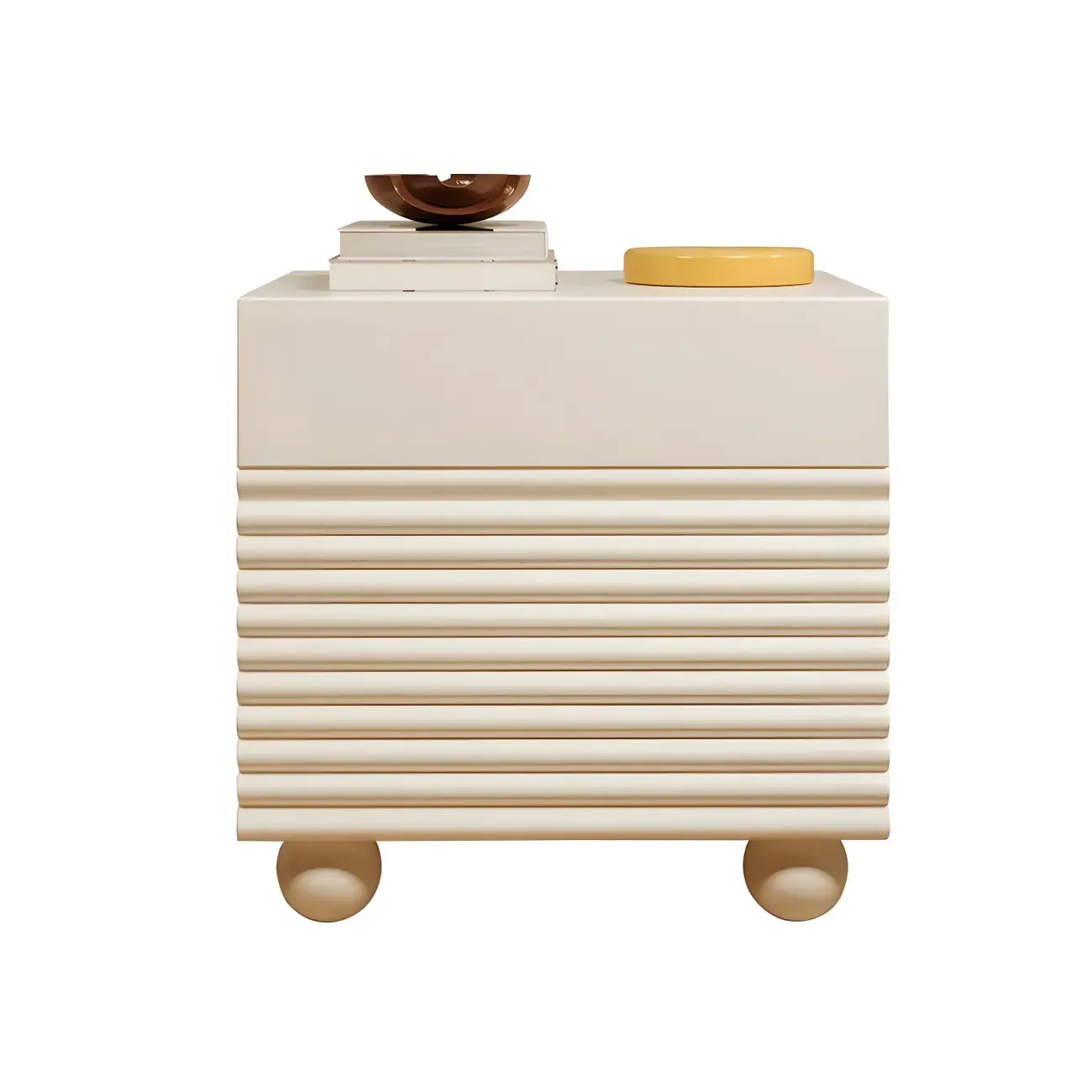 Narrow Cubic 2-Drawer Wood Small Bedside Table