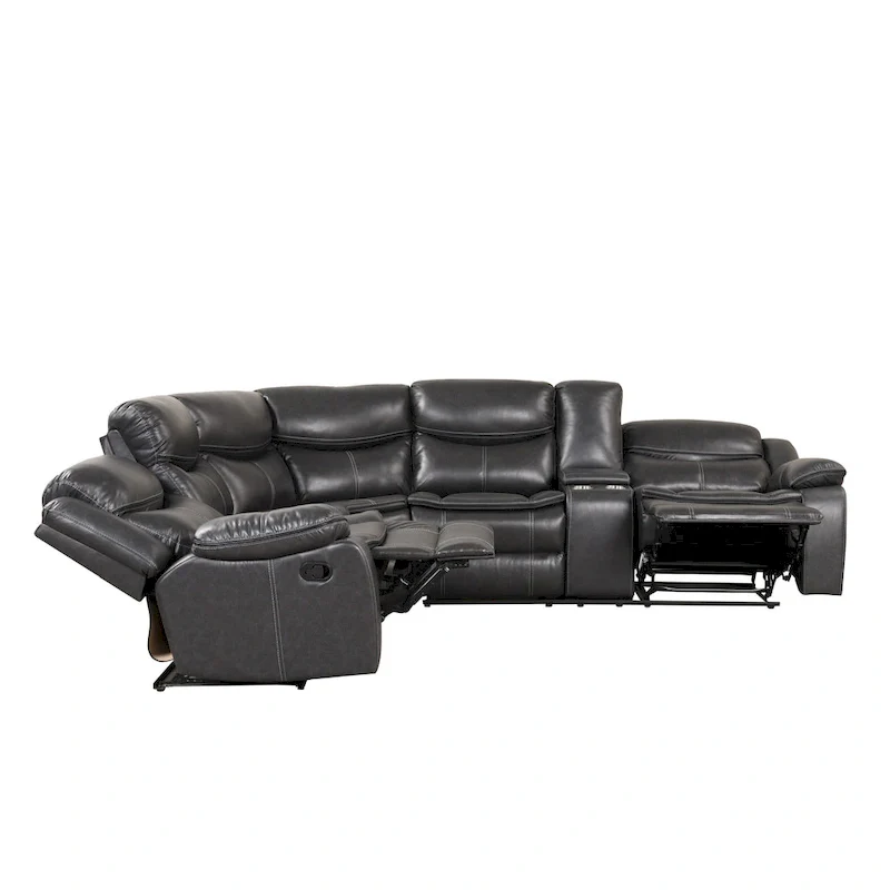 Transitional Faux Leather Reclining Sectional Sofa