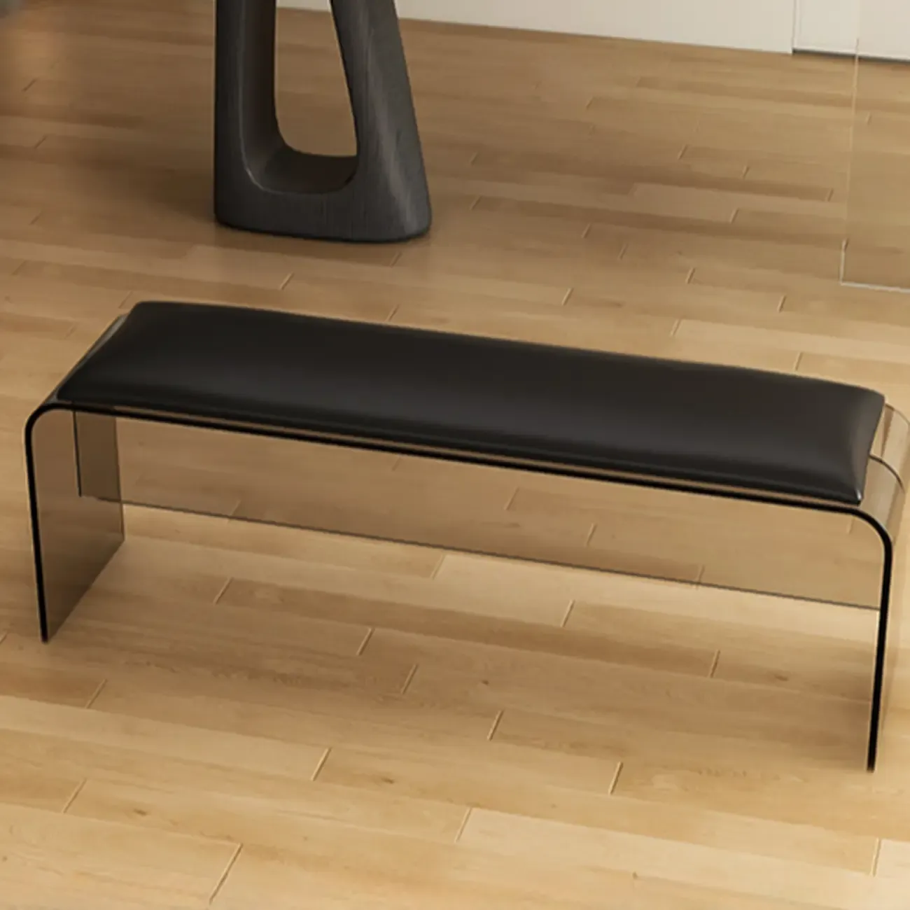 Acrylic Black Upholstered Bedroom Bench