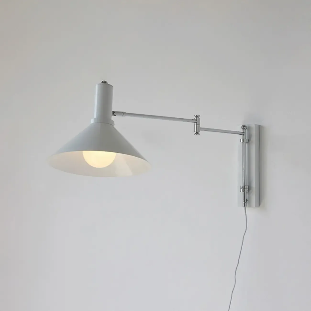 Metal Swing Arm Wall Light with Iron Shade