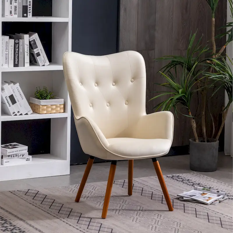 Button-tufted High-back Velvet Accent Chair