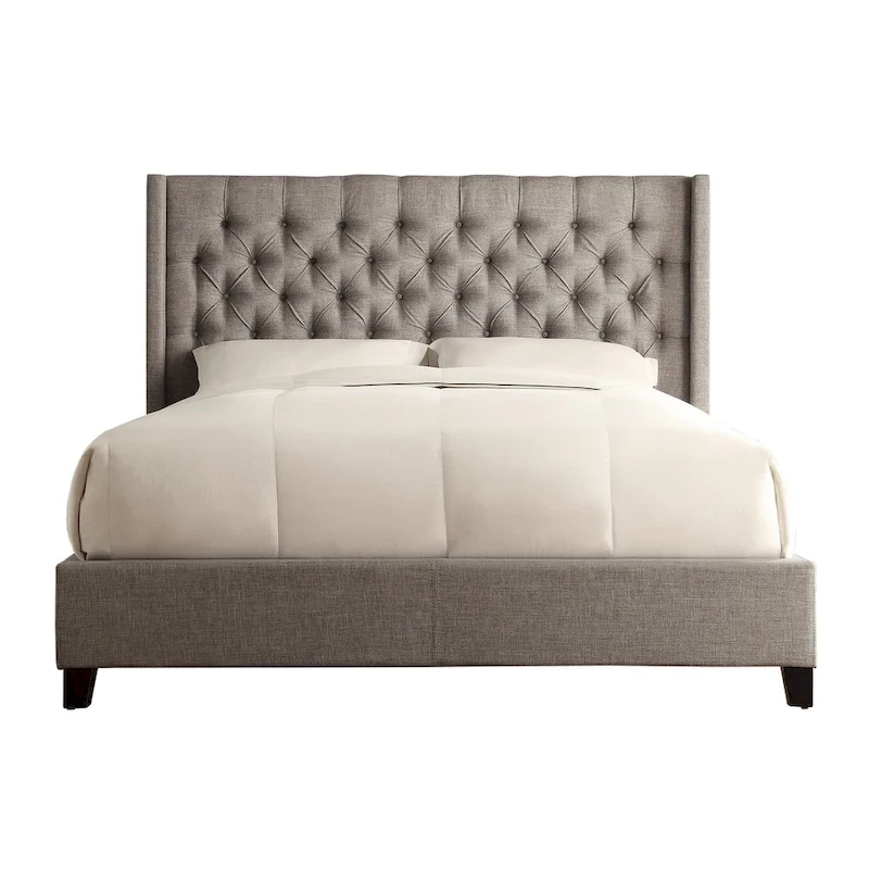 Naples Wingback Button Tufted Upholstered King Bed by iNSPIRE Q Artisan