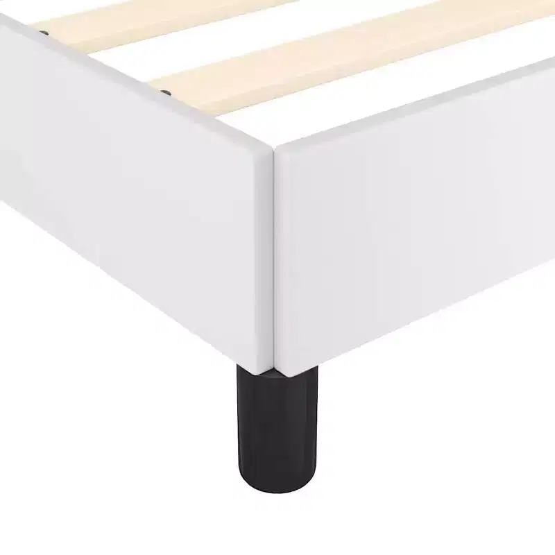 Bed Frame White Faux leather, Plywood, Engineered wood Full
