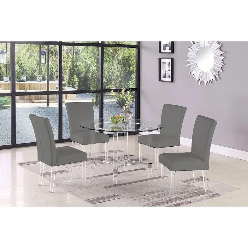 Somette 8304 Round Glass and Acrylic 5-Piece Dining Set