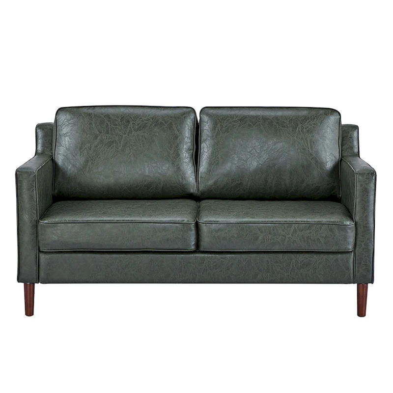 Sedona Modern Loveseat Sofa, Faux Linen / Vegan Leather Couch - N/A
