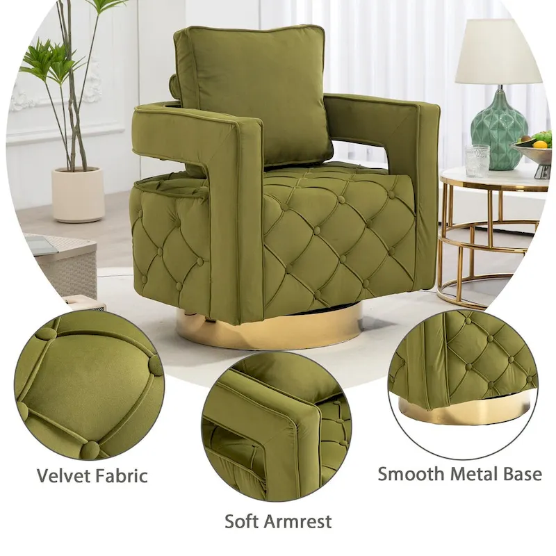 Fabric pull buckle living room rotating leisure chair, reception and negotiation chair