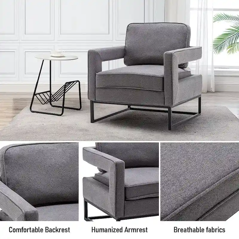 Modern Arm Accent Chair, Mid Century Living Room Chair Upholstered Lounge Chair