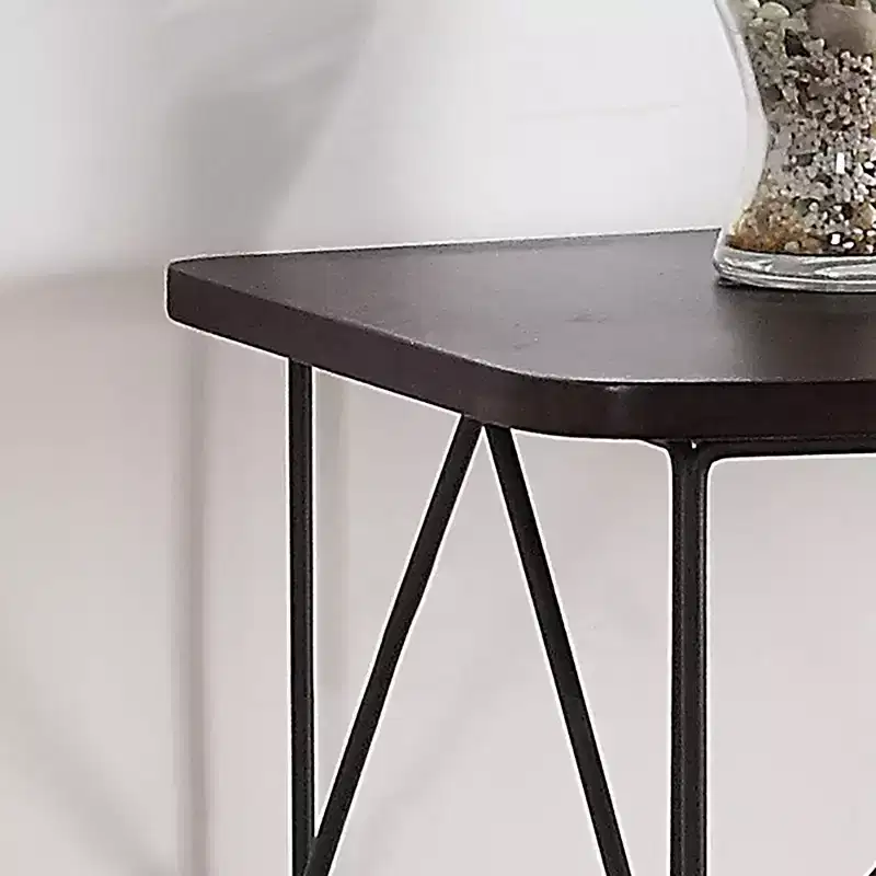 Drixol Rectangle Sofa Table Walnut - miBasics: Steel Frame, MDF & Wood Veneer, 30" High, Narrow Profile