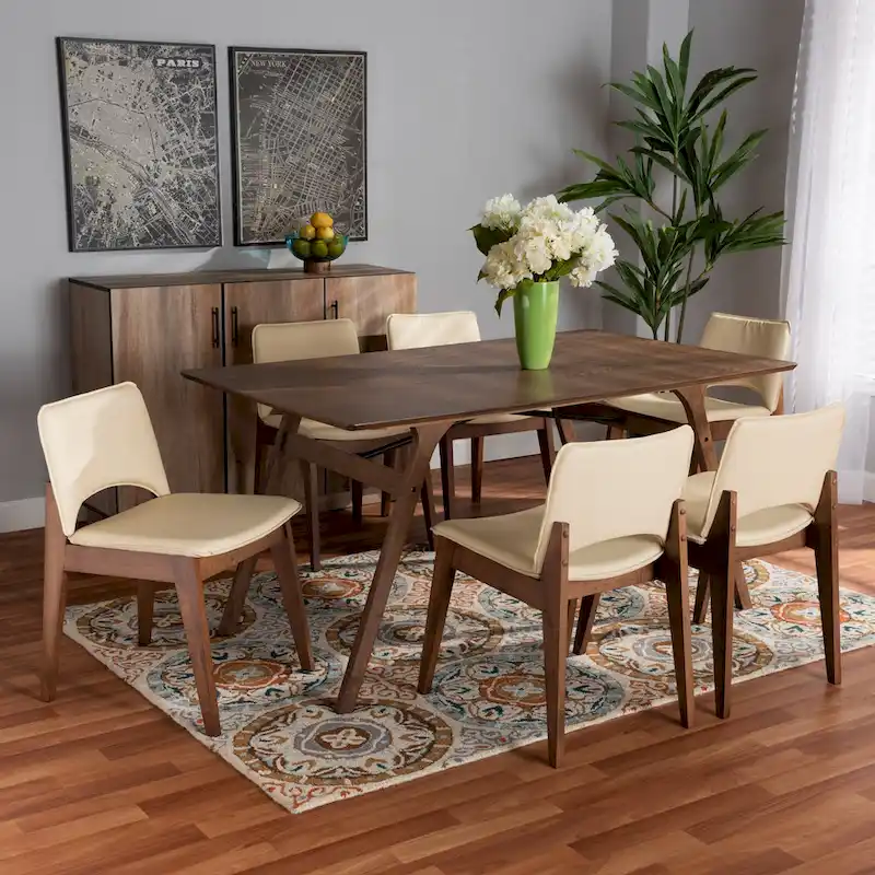 Afton Mid-Century Modern 7-Piece Dining Set