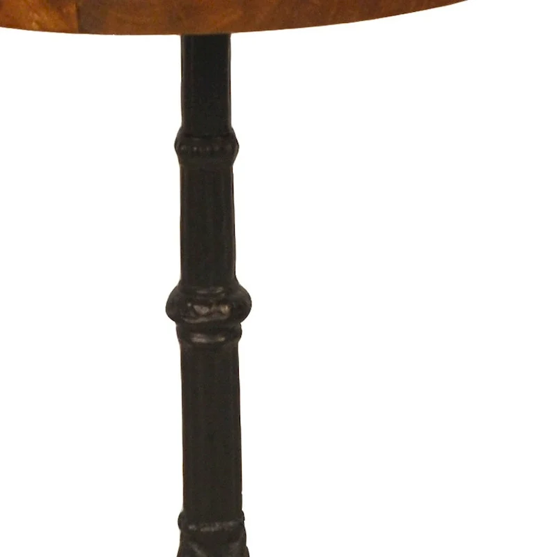 HomeRoots 28 Black And Wood Brown Solid Wood And Iron Round End Table - 28