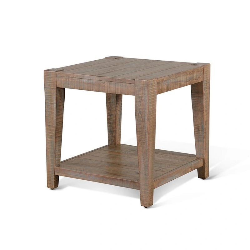 Lilly Side End Table, 1 Shelf, Light Brown Mahogany, 24 Inch Square