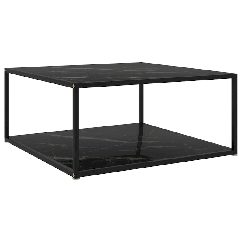 vidaXL Coffee Table Black 31.5 x31.5 x13.8  Tempered Glass - 31.5  x 31.5  x 13.8