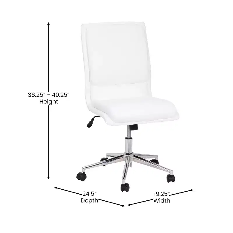 Emma and Oliver Modern Faux Leather Upholstered Mid-Back Home Office Chair with 5 Star Base and Pneumatic Seat Height Adjustment