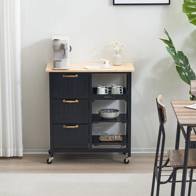 Three Drawers Three Layers Spray Paint Dining Car Kitchen Carts