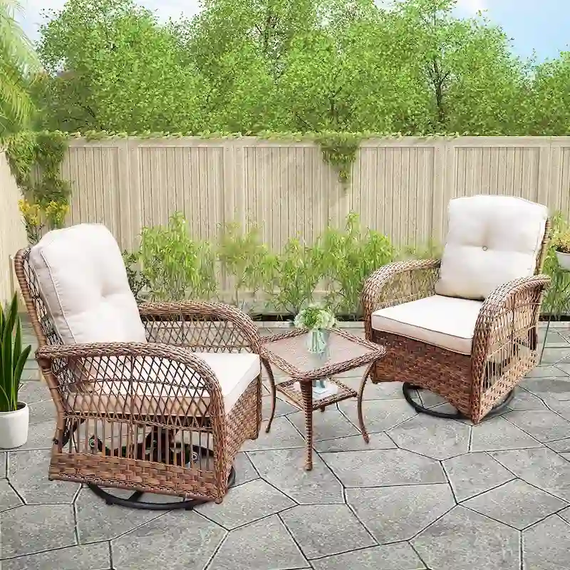 3-piece Wicker Swivel Chair Conversation Set by Havenside Home