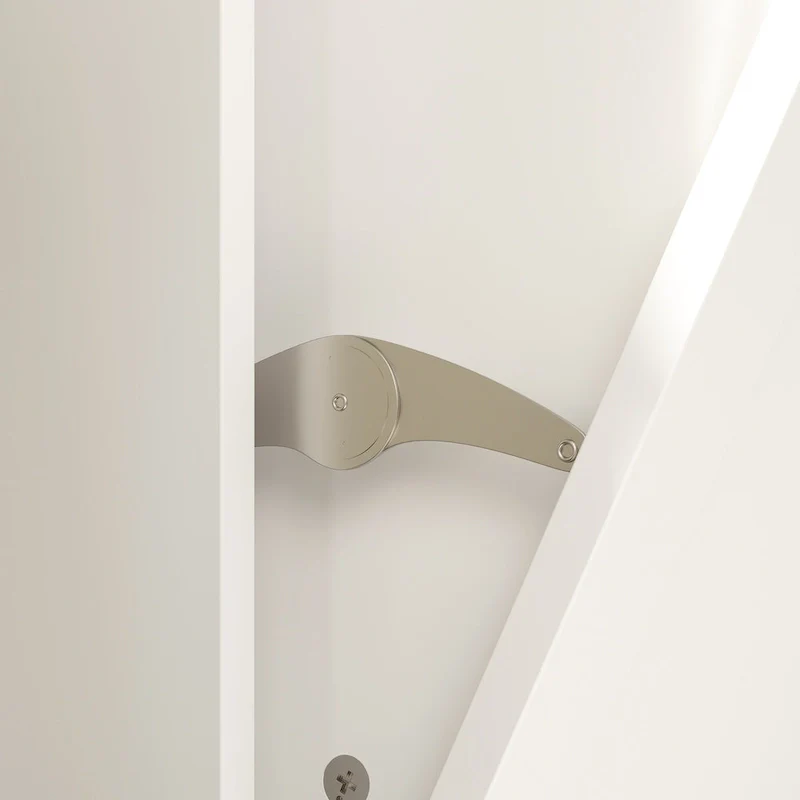 Sleek White Laundry Bathroom Cabinet with Unique Rotating Drawers