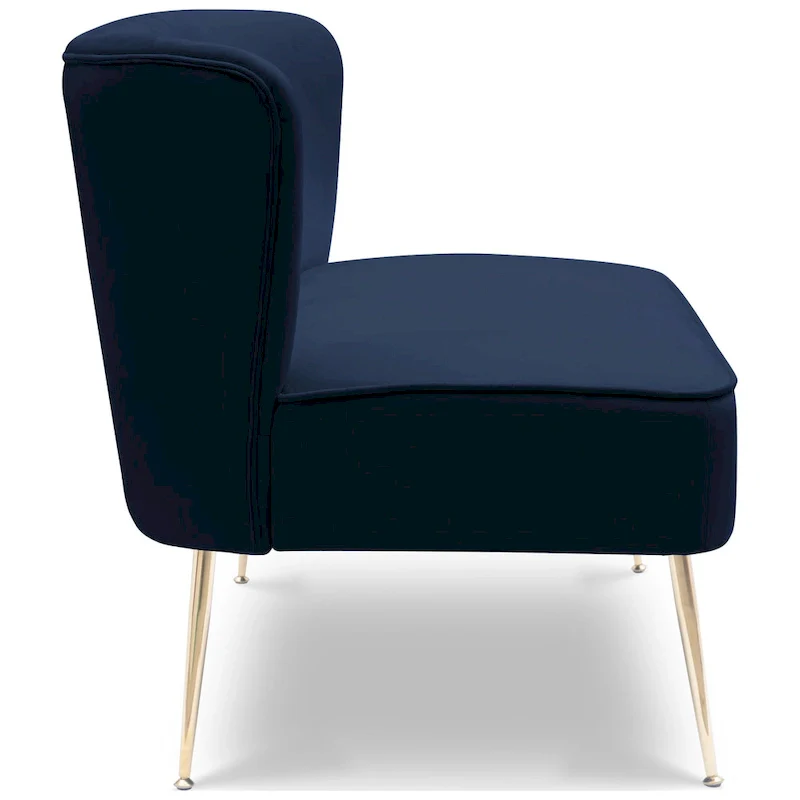 Upholstered Velvet Polyester 46 Wide Loveseat - Armless/ Scalloped Back